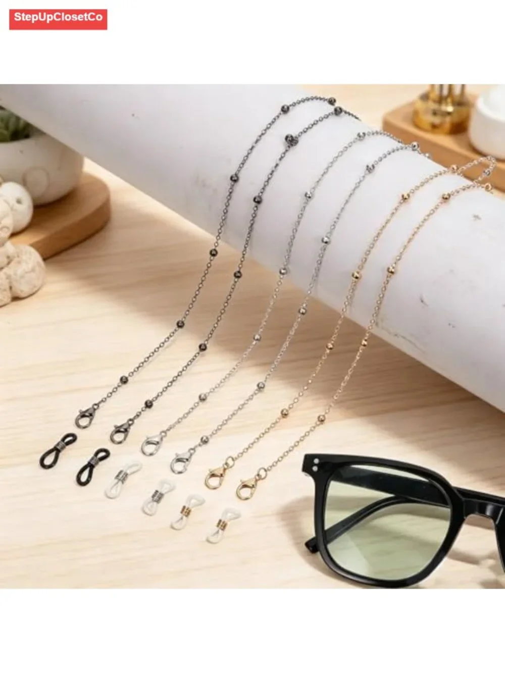 Vintage Beaded Glasses Chain for Women, 3 Pack Eyeglass Necklace Holder Strap